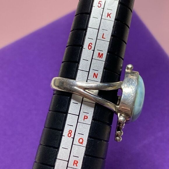 💛 Classic Sterling Silver Larimar Teardrop Ring - Picture 5 of 5